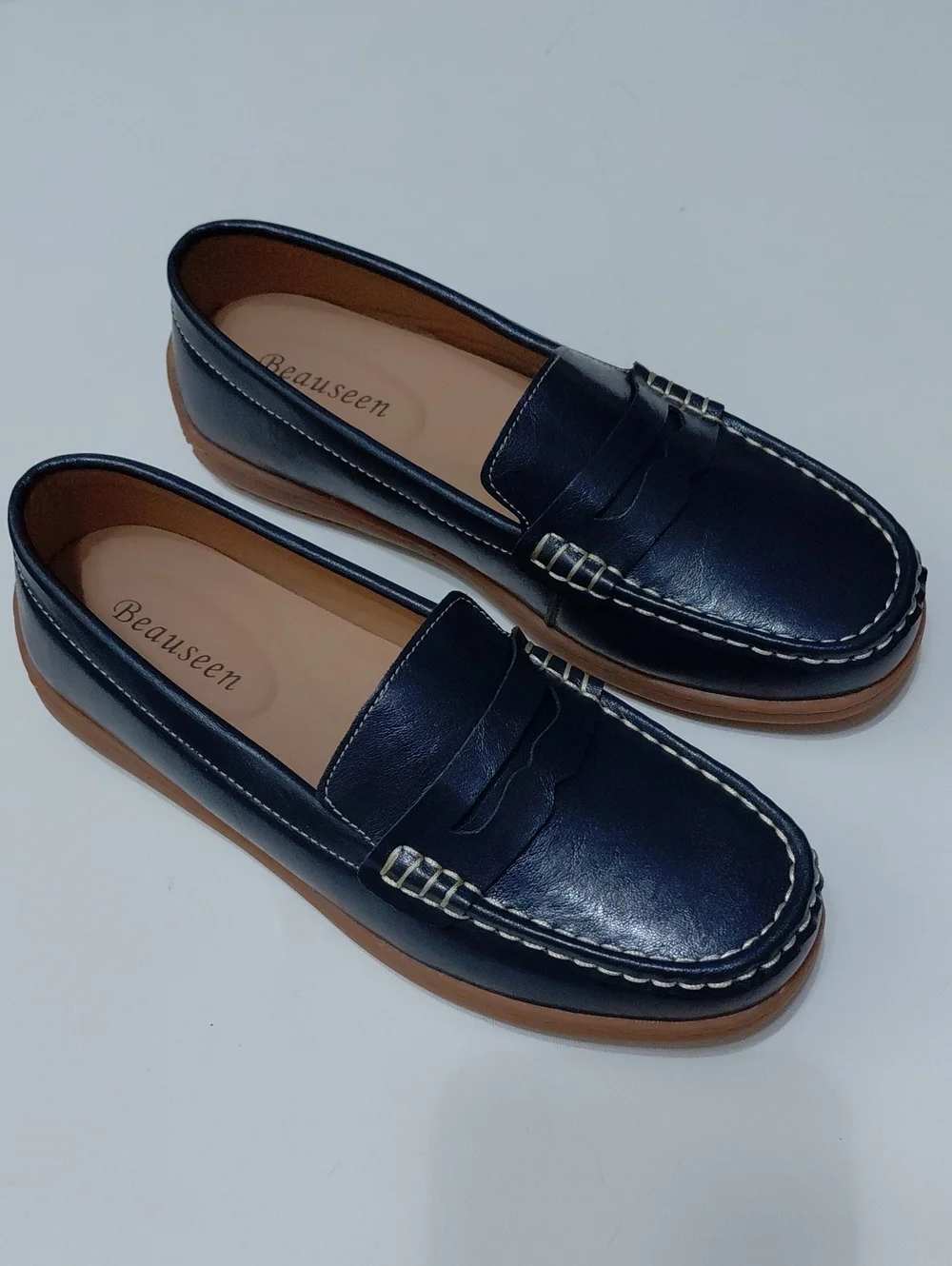 BEAUSEEN Women's Blue Penny Slip On  Loafers Size 9.5
